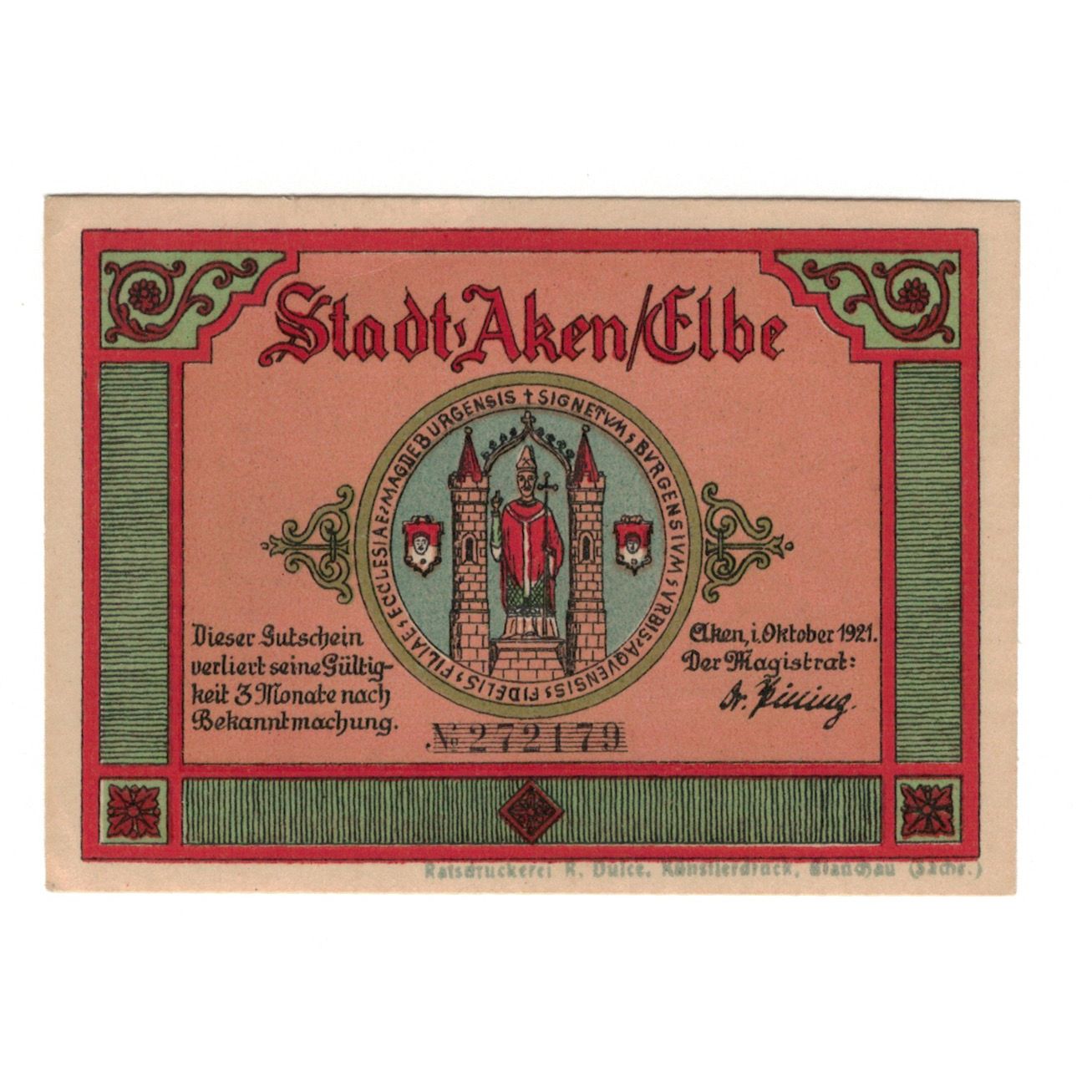 Banknote, Germany, Aken Stadt, 50 Pfennig, Foret, 1921, 1921-10-01, UNC(60-62)