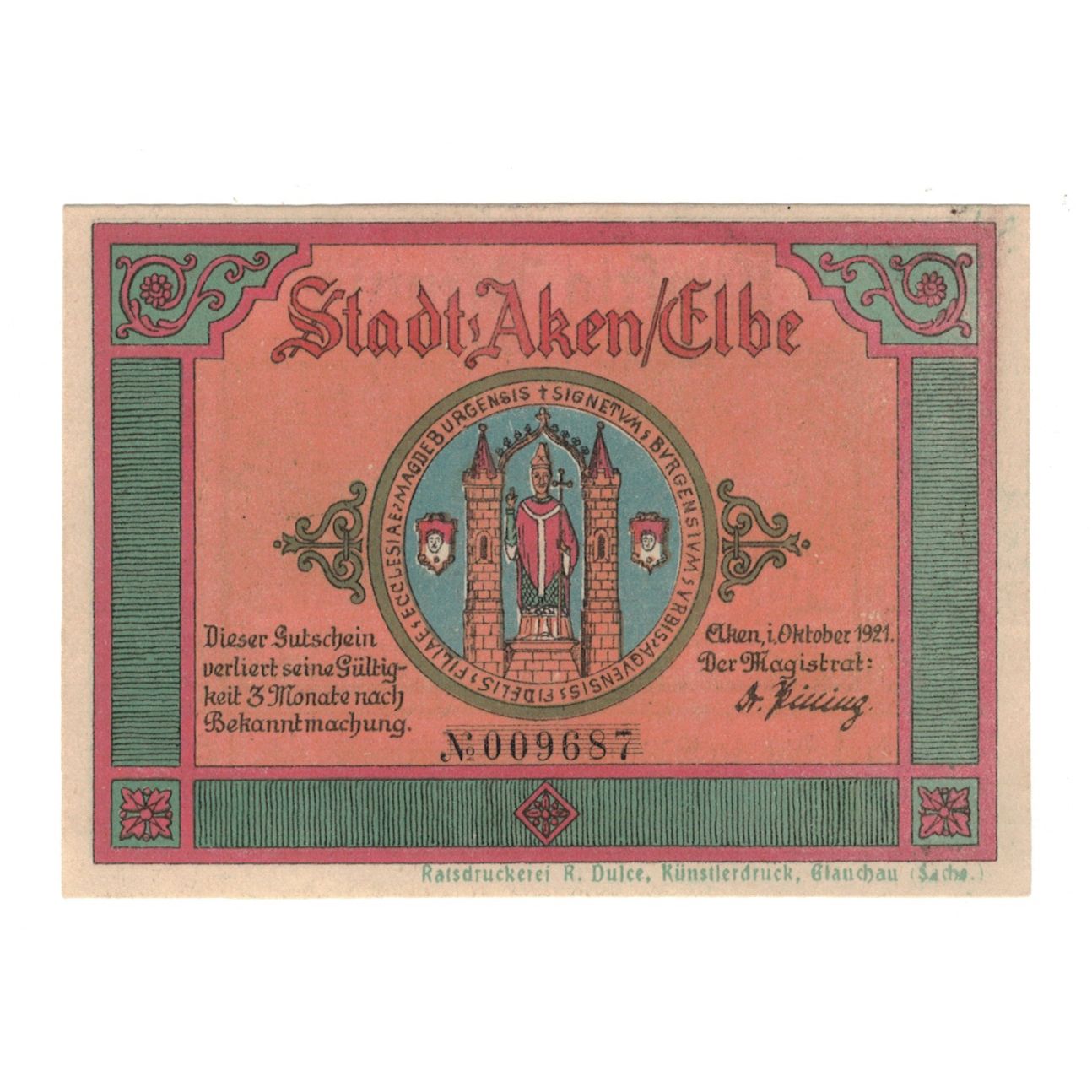 Biljet, Duitsland, Aken Stadt, 50 Pfennig, forêt 2, 1921, 1921-10-01, SUP+