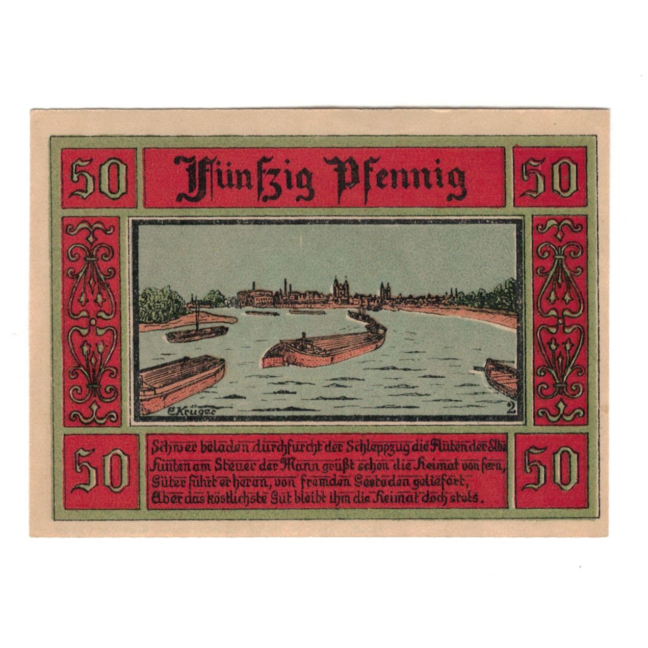 Banknote, Germany, Aken Stadt, 50 Pfennig, barque 1, 1921, 1921-10-01