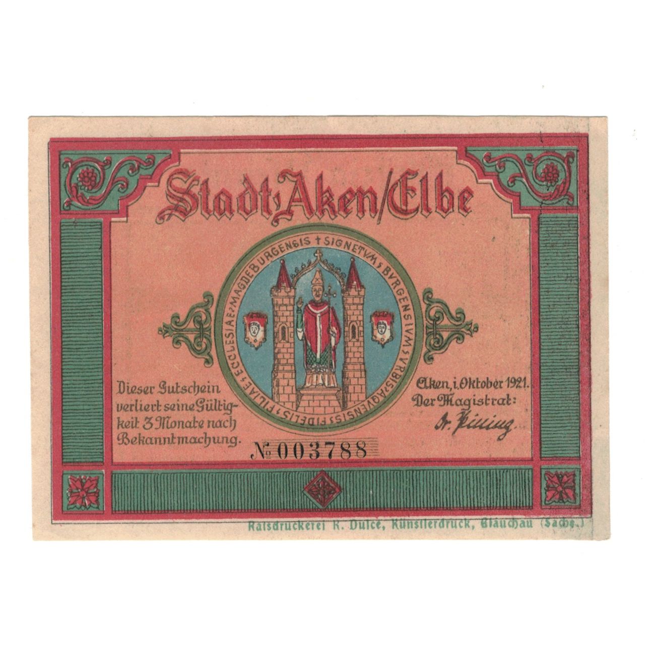 Banknote, Germany, Aken Stadt, 50 Pfennig, barque 2, 1921, 1921-10-01