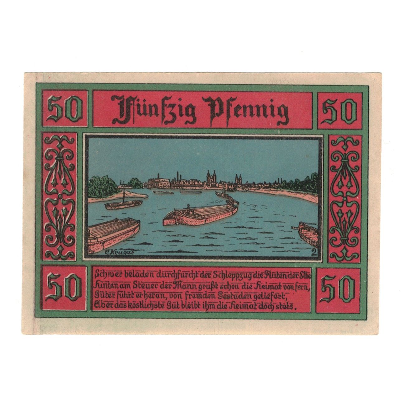 Banknote, Germany, Aken Stadt, 50 Pfennig, barque 2, 1921, 1921-10-01