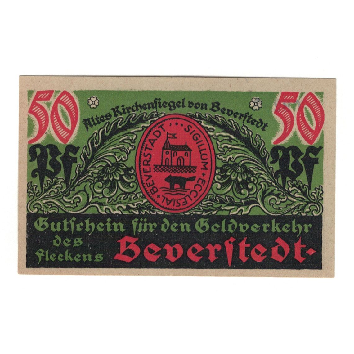 Banknote, Germany, Beverstedt Gemeinde, 50 Pfennig, animaux 1, 1922, 1922-01-15