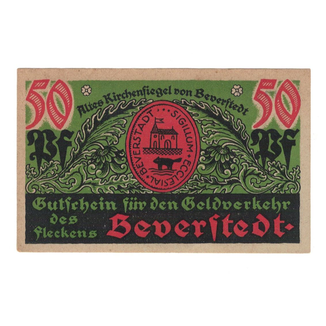 Banknote, Germany, Beverstedt Gemeinde, 50 Pfennig, animaux 2, 1922, 1922-01-15