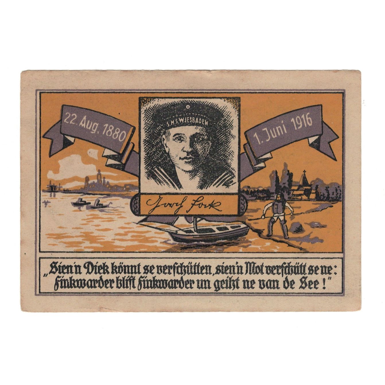 Biljet, Duitsland, Altenwerder und Finkenwärder Gemeinden, 50 Pfennig, lac