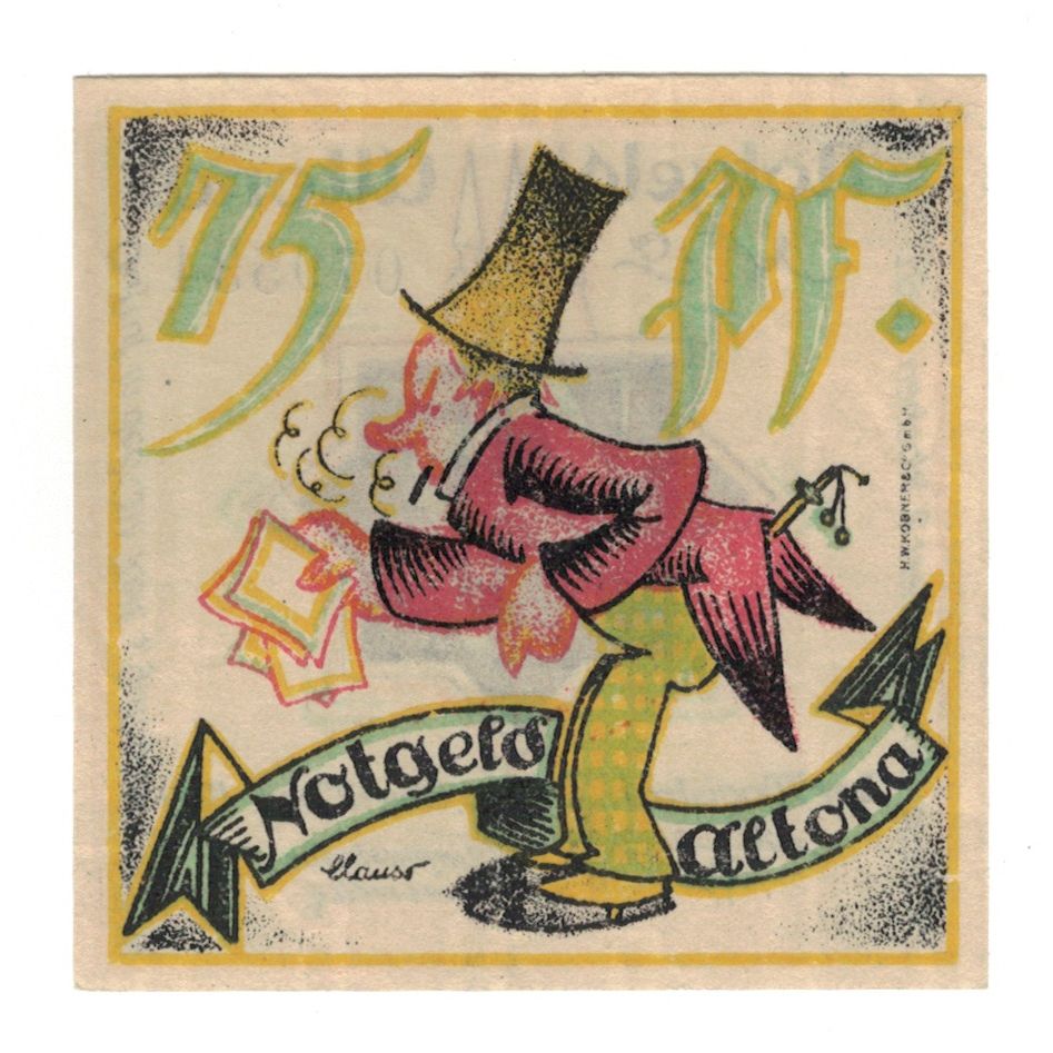 Banconote, Germania, Altona Stadt, 75 Pfennig, personnage, 1921, 1921-12-12