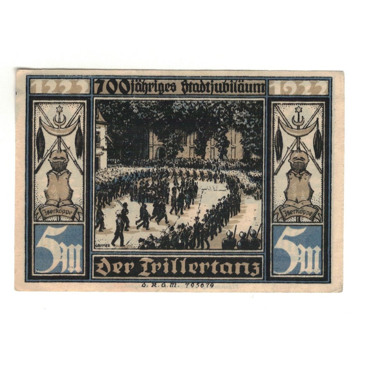 Banknote, Germany, Attendorn Magistrat, 5 Mark, château, 1922, UNC(60-62)