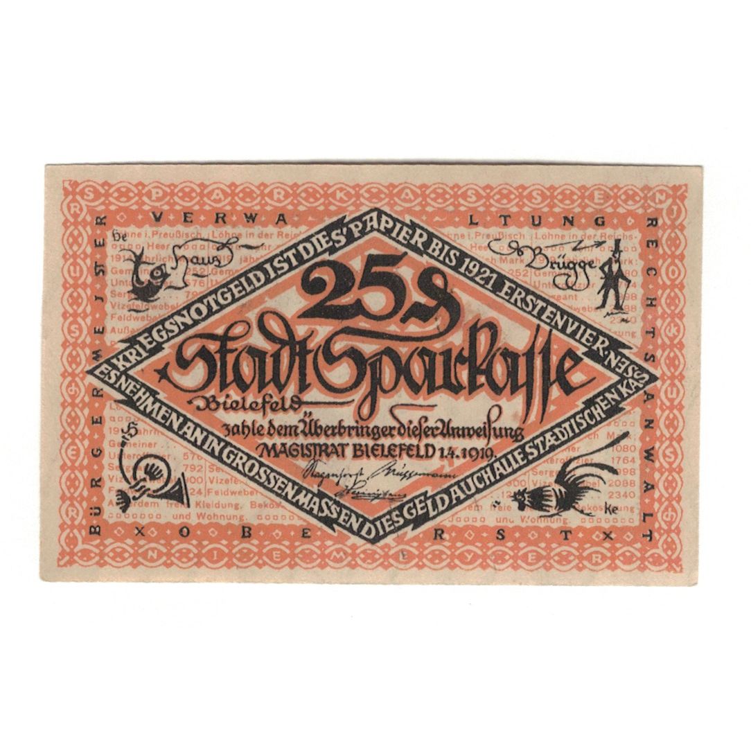 Banknote, Germany, 25 Pfennig, personnage 2, 1918, 1918-03-01, AU(55-58)