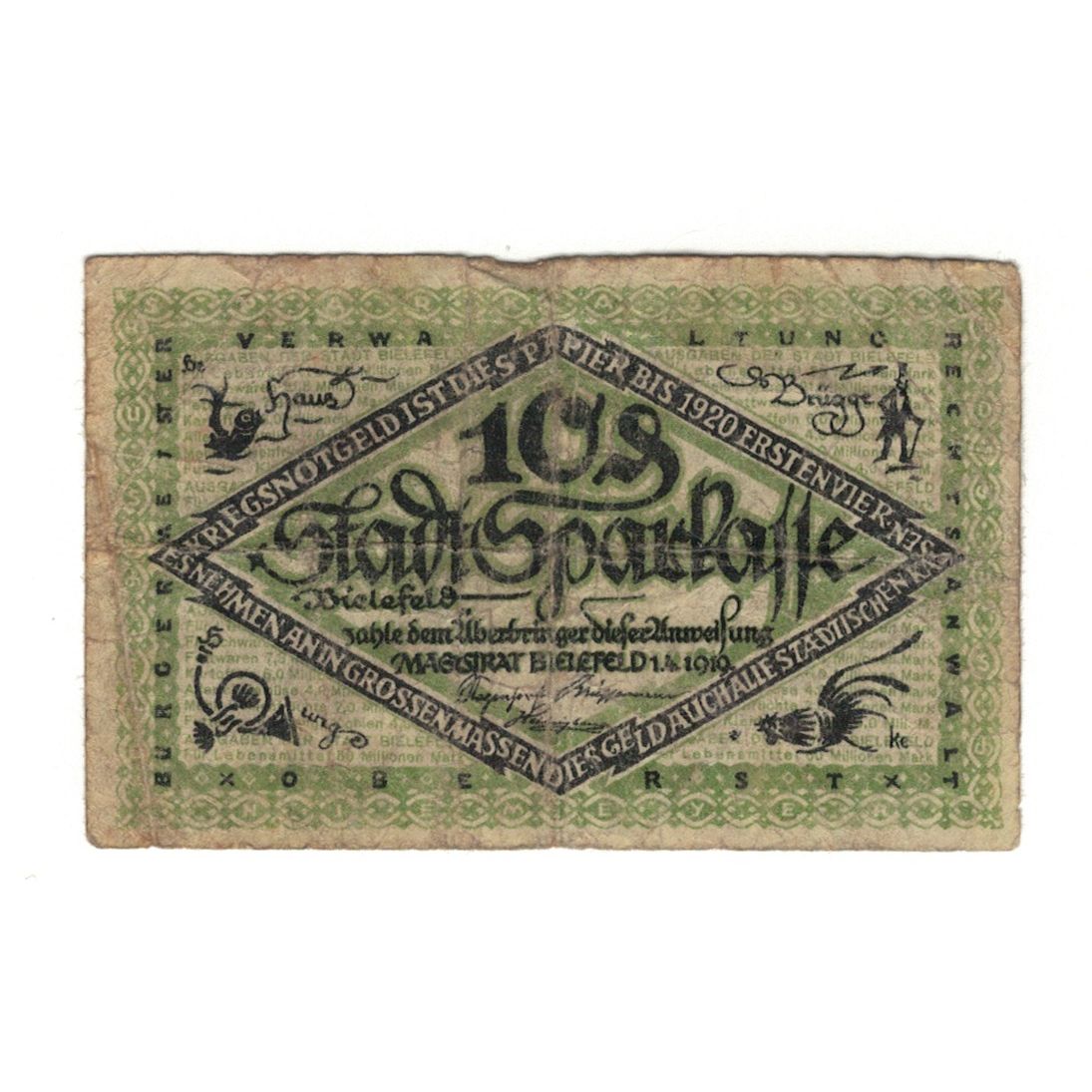 Billete, Alemania, 10 Pfennig, personnage 2, 1918, 1918-03-01, MBC, Mehl:B44.2