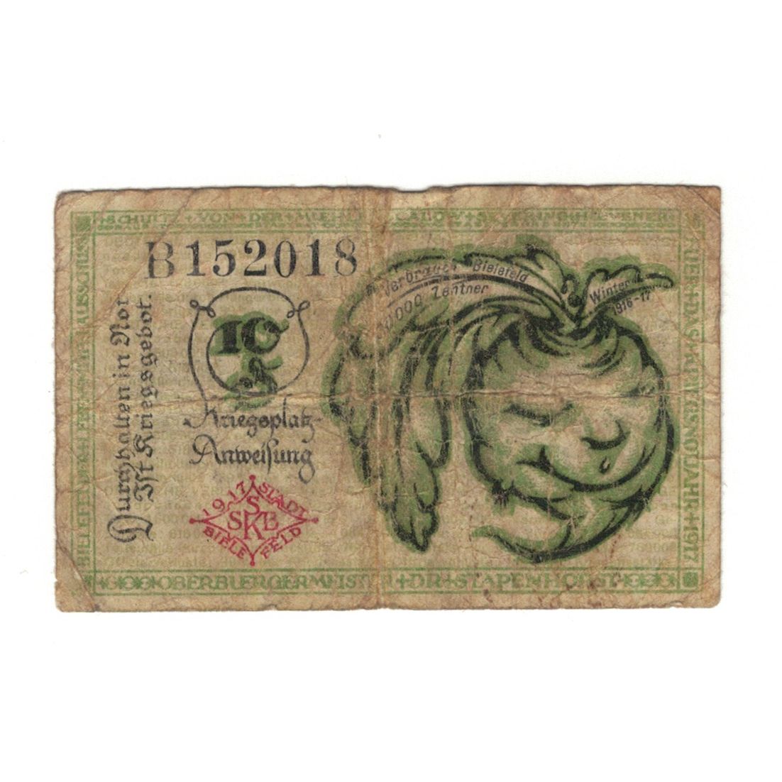 Billete, Alemania, 10 Pfennig, personnage 2, 1918, 1918-03-01, MBC, Mehl:B44.2