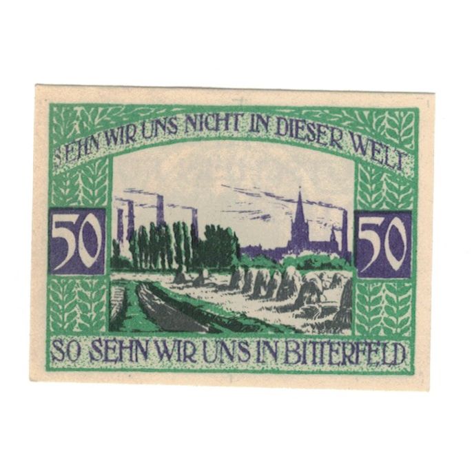 Billete, Alemania, Bitterfeld Stadt, 50 Pfennig, paysage, 1920, 1920-07-06, EBC