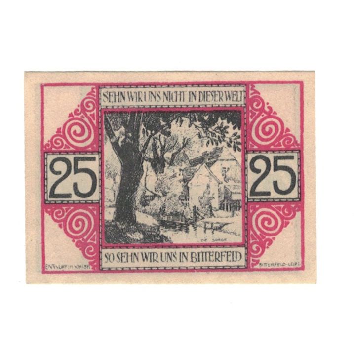 Biljet, Duitsland, Bitterfeld Stadt, 25 Pfennig, paysage 1, 1920, 1920-07-06