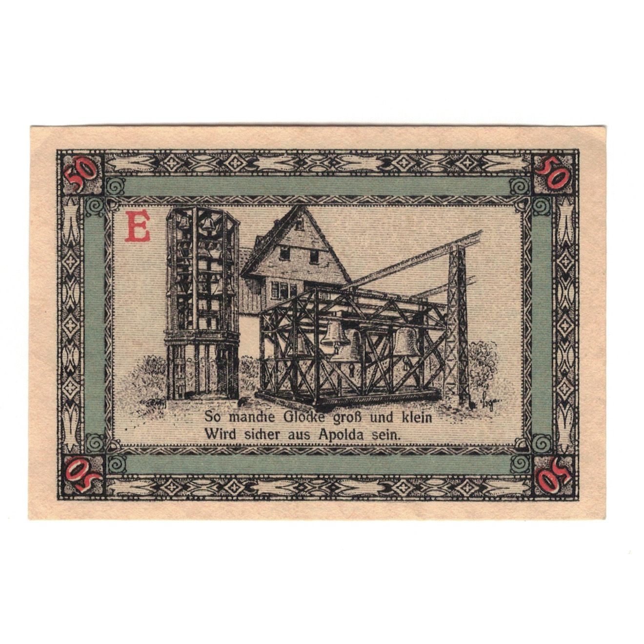 Banknote, Germany, Apolda Stadt, 50 Pfennig, cloche, 1921, 1921-08-01