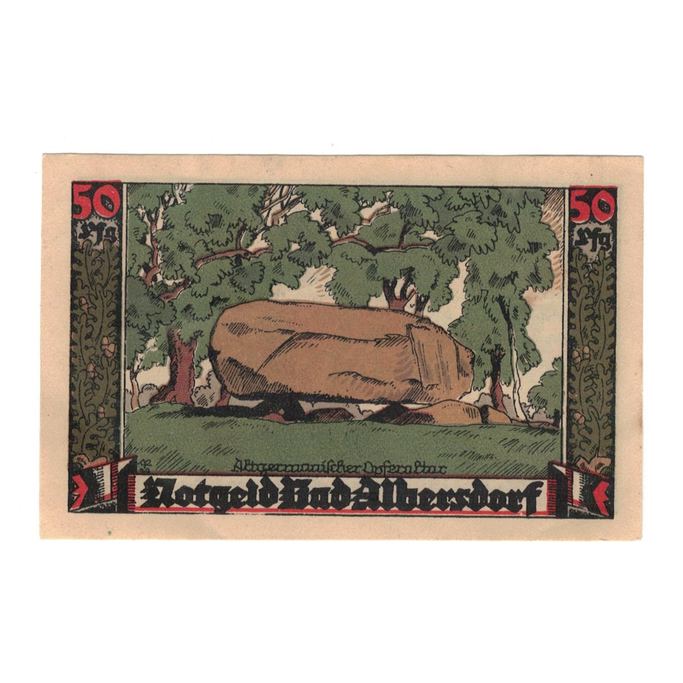 Biljet, Duitsland, Albersdorf Bad Gemeinde, 50 Pfennig, paysage, 1922