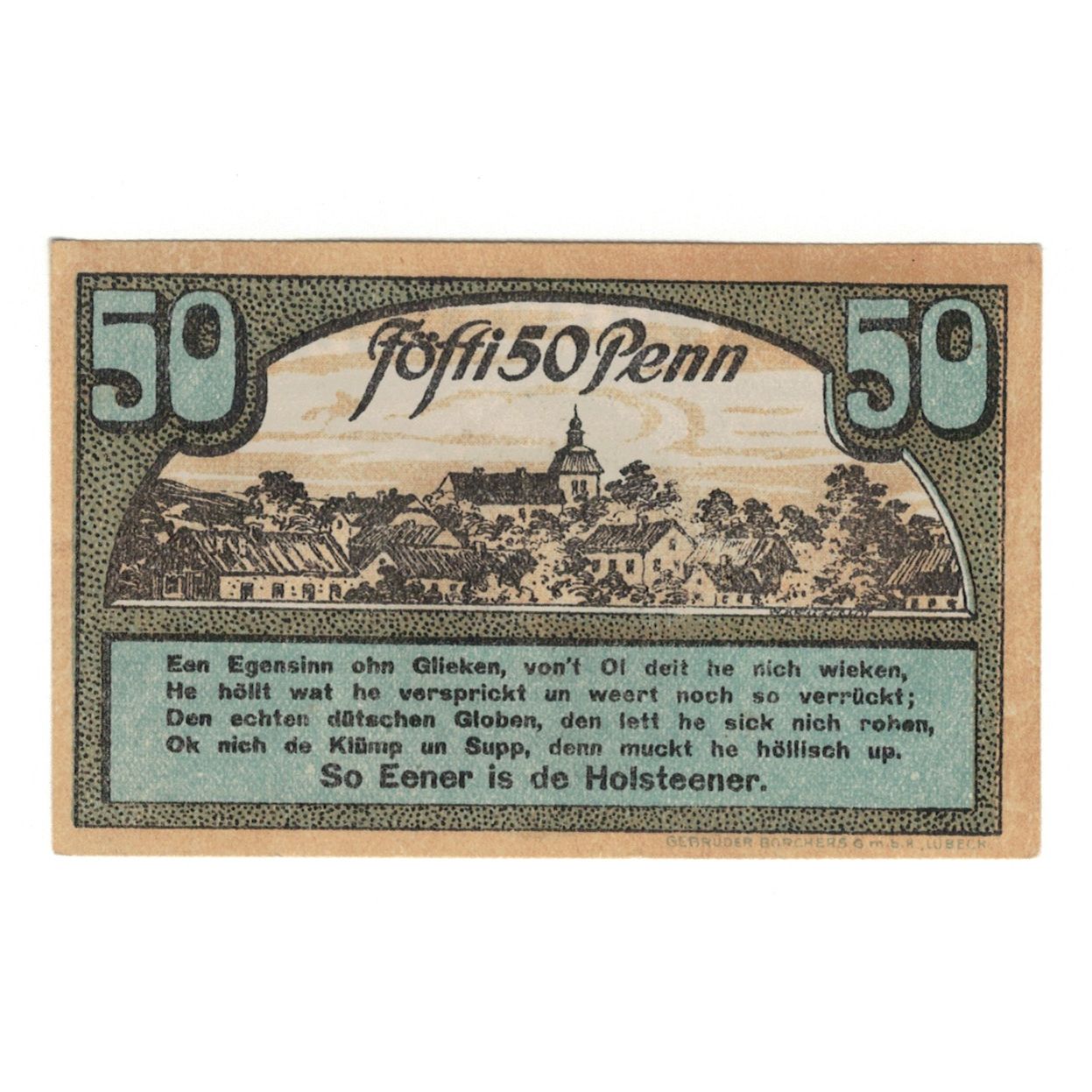 Banknote, Germany, Ahrensbök Stadt, 50 Pfennig, oiseau, 1920, AU(55-58)