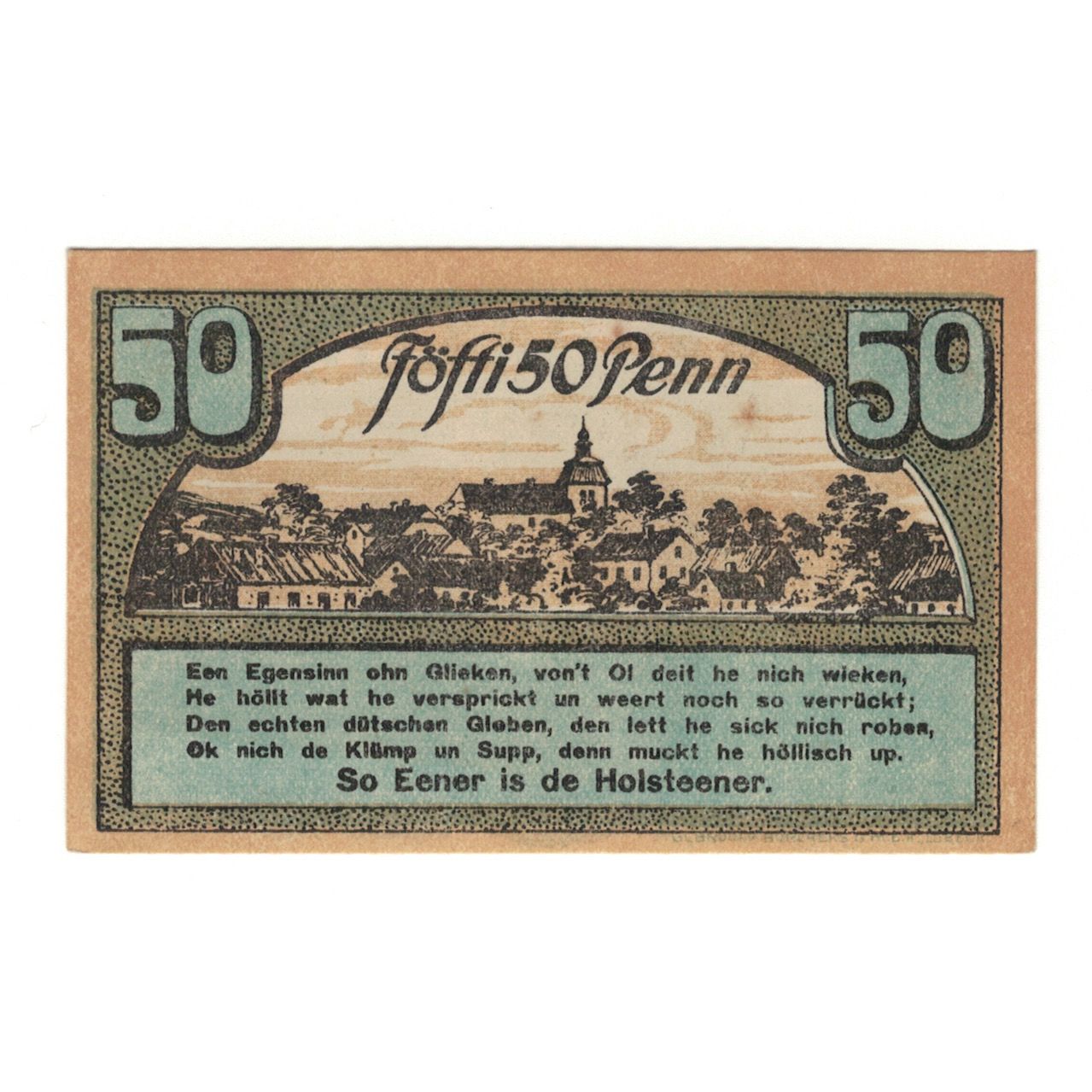 Banknote, Germany, Ahrensbök Stadt, 50 Pfennig, oiseaux 3, 1920, AU(55-58)