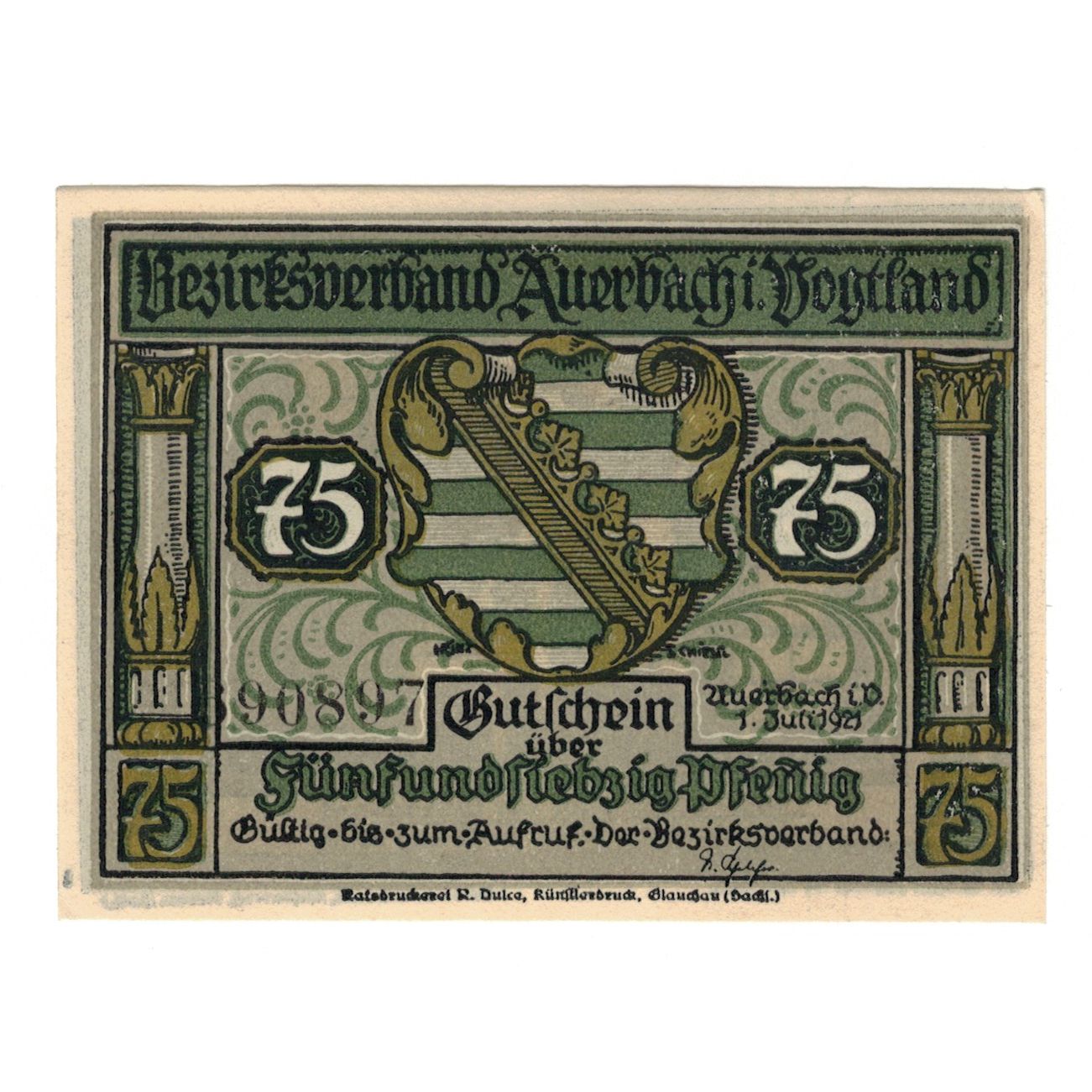 Geldschein, Deutschland, Auerbach Amtshauptmannschaft, 75 Pfennig, personnage 3