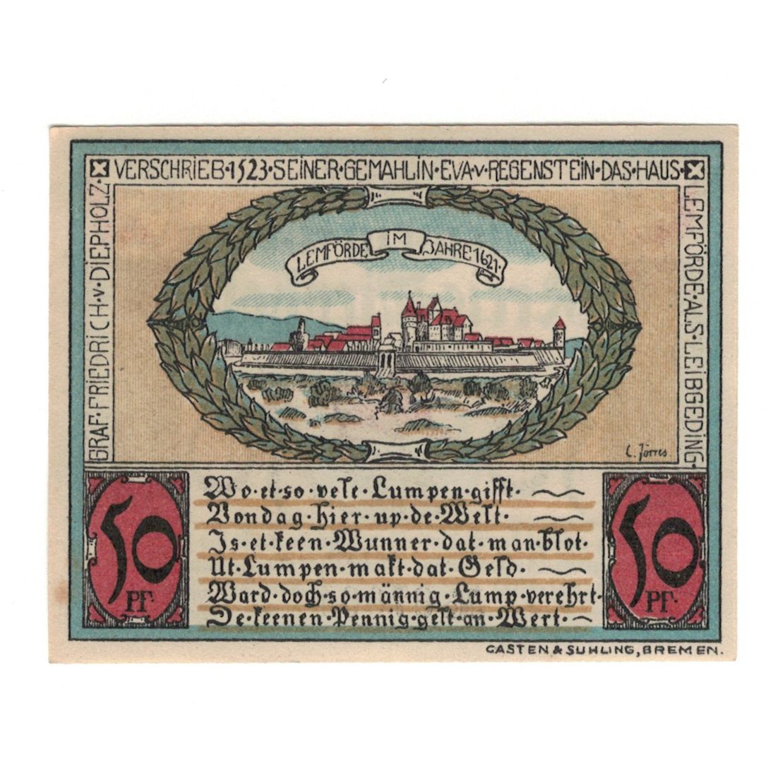 Biljet, Duitsland, Diepholz Kreis, 50 Pfennig, chevalier, 1921, 1921-08-01, SUP