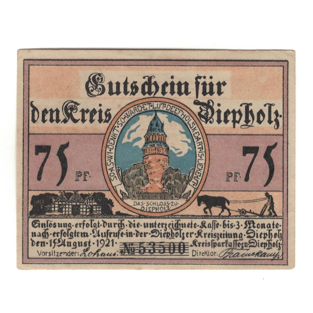 Banknote, Germany, Diepholz Kreis, 75 Pfennig, animaux 1, 1921, 1921-08-15