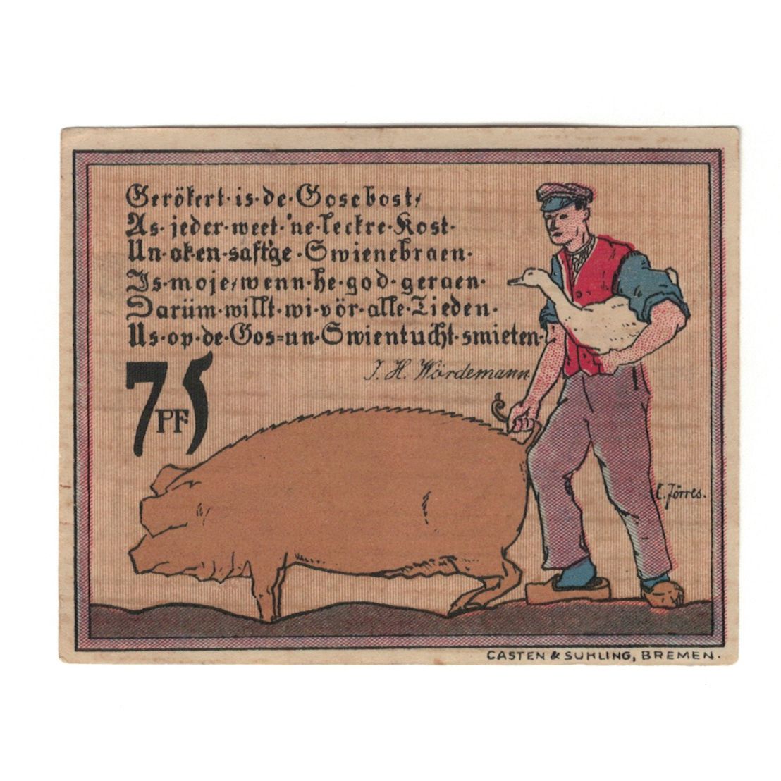 Banknote, Germany, Diepholz Kreis, 75 Pfennig, animaux 1, 1921, 1921-08-15