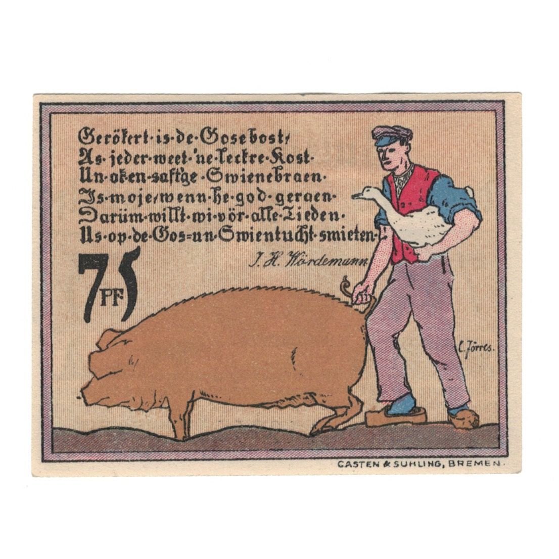 Banknote, Germany, Diepholz Kreis, 75 Pfennig, animaux 2, 1921, 1921-08-15