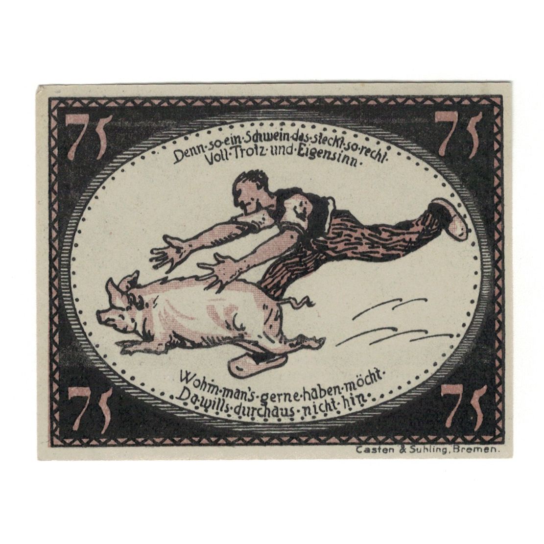 Banknote, Germany, Diepholz Kreis, 75 Pfennig, cochon, 1921, 1921-08-15