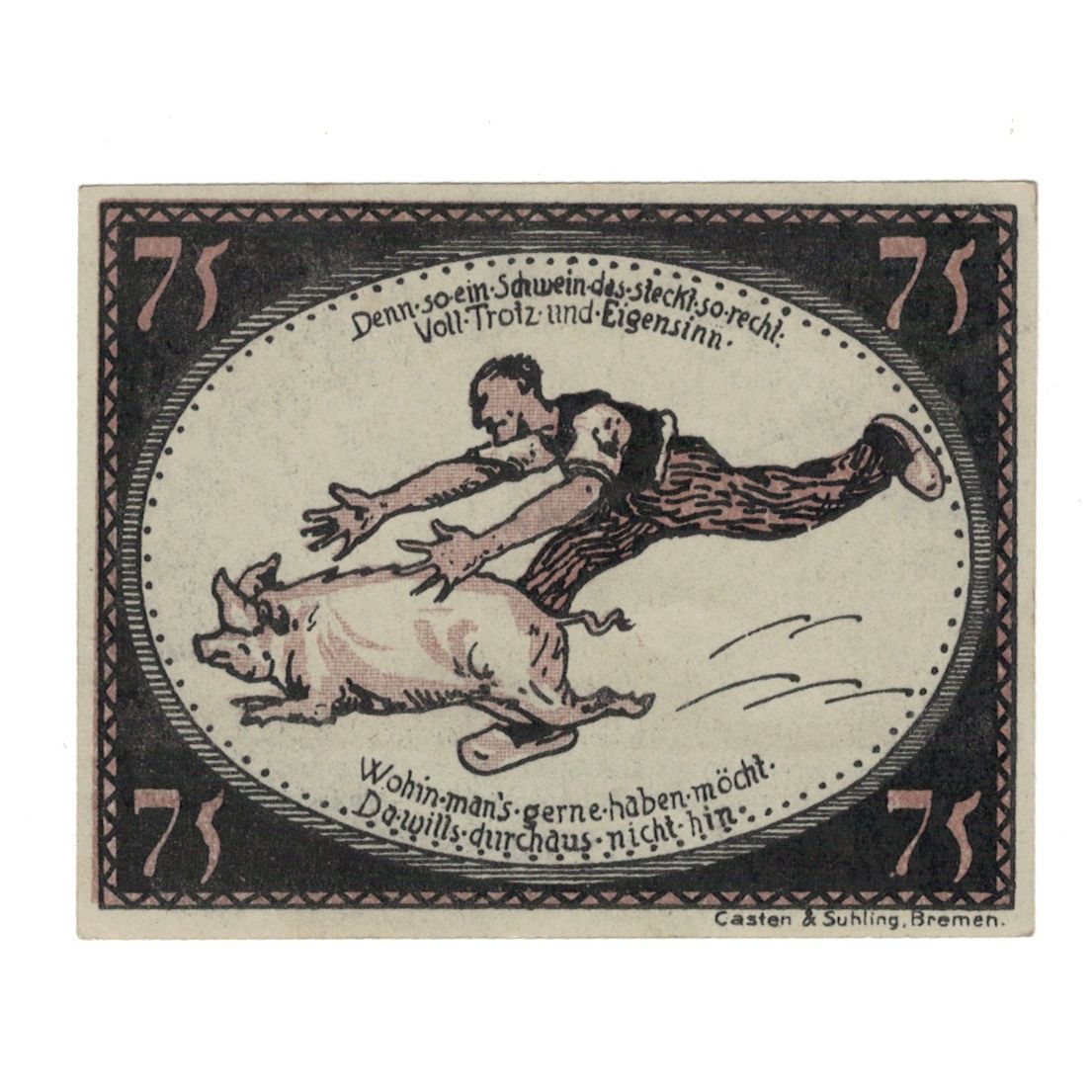 Banknote, Germany, Diepholz Kreis, 75 Pfennig, Cochon 1, 1921, 1921-08-15