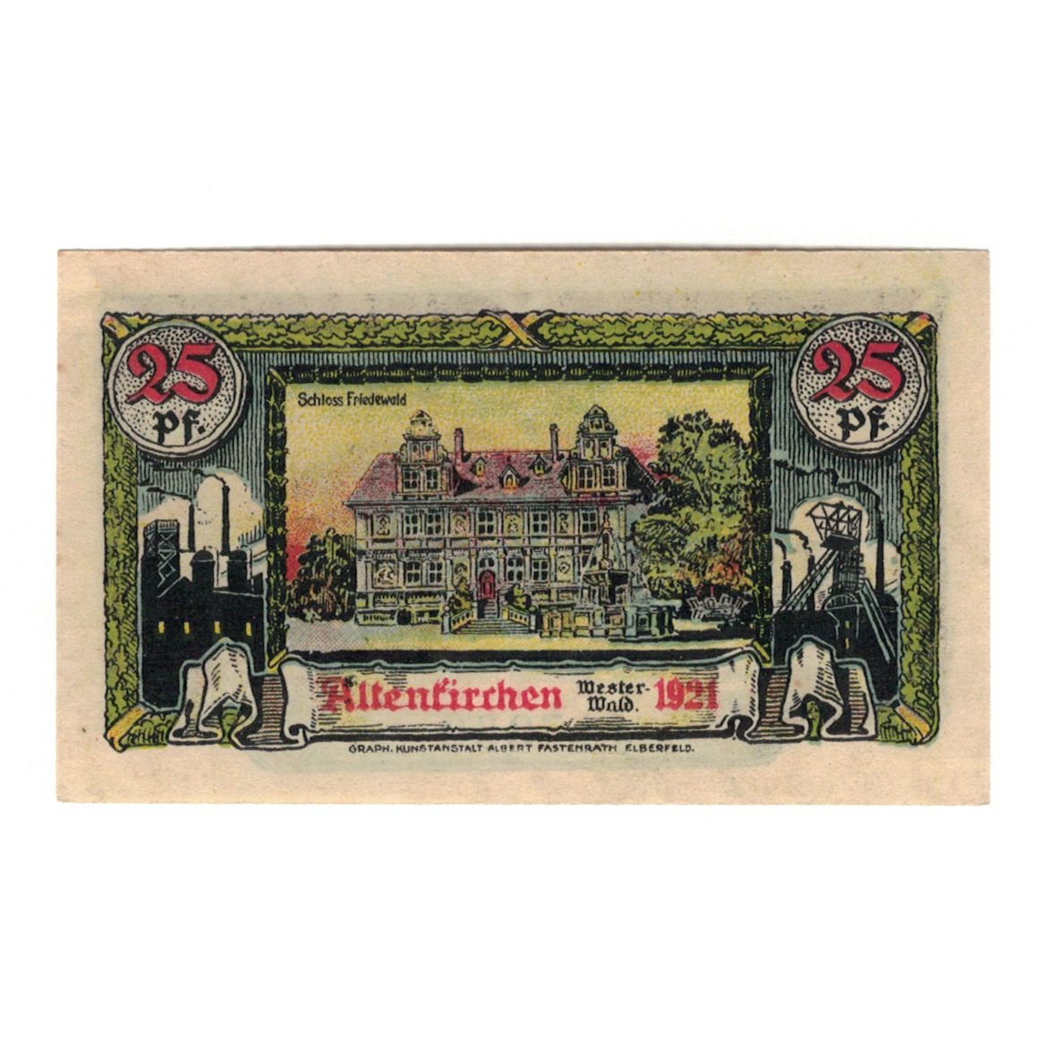 Banknote, Germany, Altenkirchen Kreis, 25 Pfennig, batiment 1, 1921, AU(55-58)