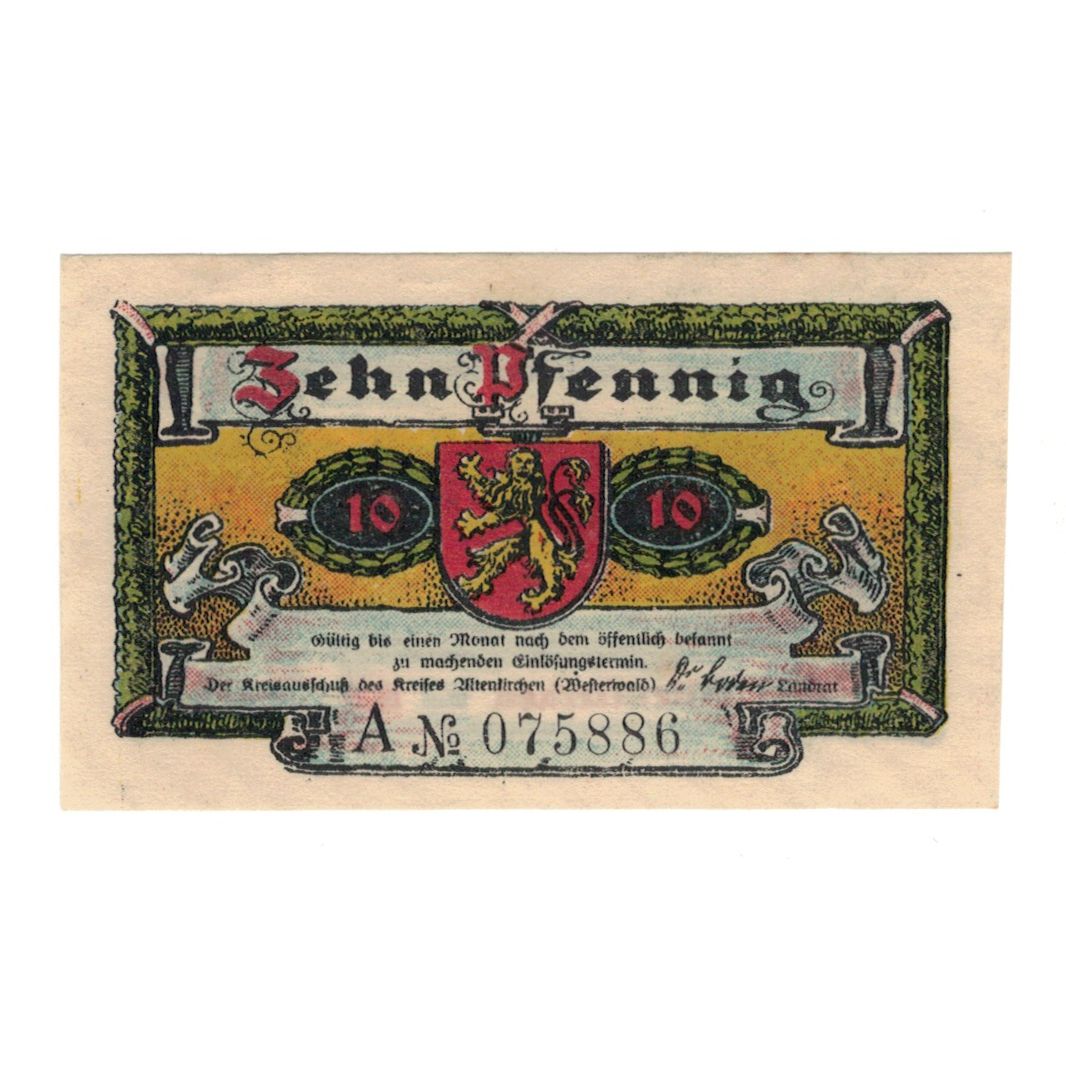Geldschein, Deutschland, Altenkirchen Kreis, 10 Pfennig, village 1, 1921, VZ