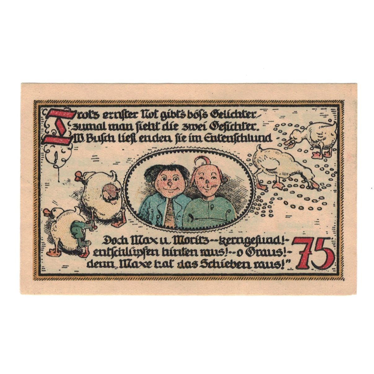 Banknot, Niemcy, Gatersleben Gemeinde, 75 Pfennig, personnage 1, 1921