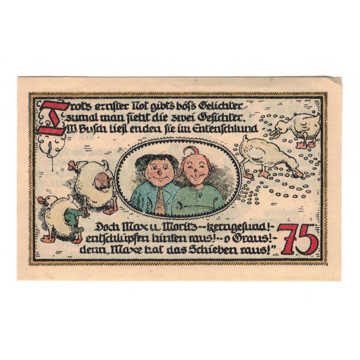 Banknot, Niemcy, Gatersleben Gemeinde, 75 Pfennig, personnage 2, 1921