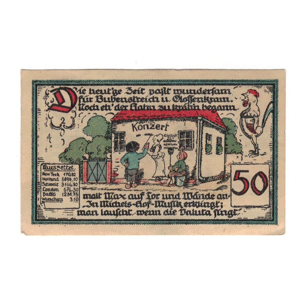 Banknot, Niemcy, Gatersleben Gemeinde, 50 Pfennig, maison 2, 1921, 1921-07-30
