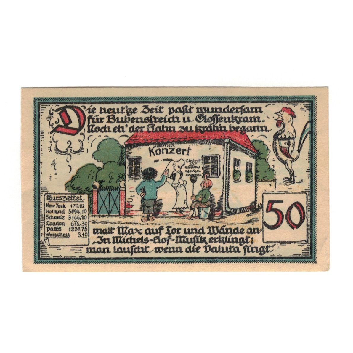 Banknot, Niemcy, Gatersleben Gemeinde, 50 Pfennig, maison 3, 1921, 1921-07-30