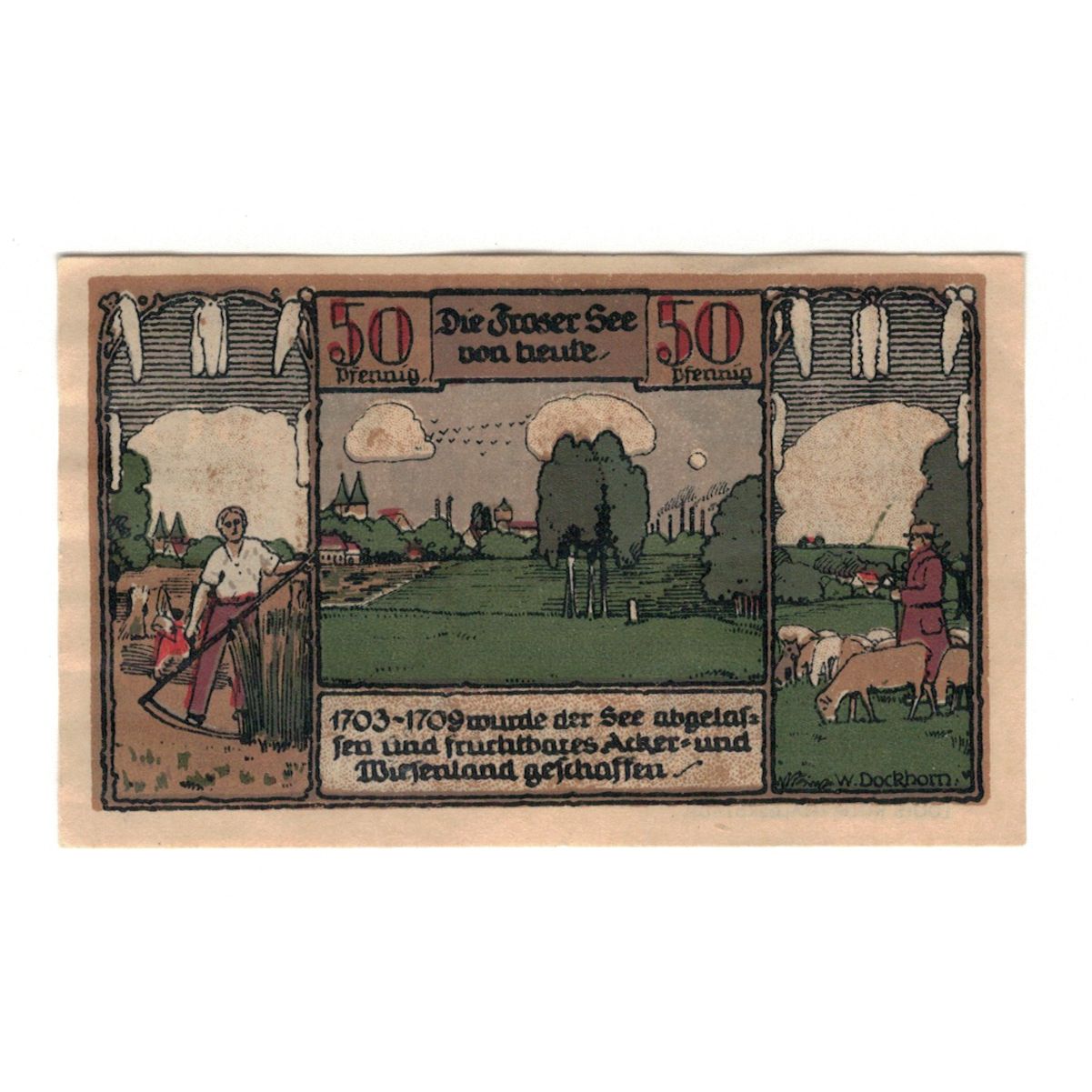 Geldschein, Deutschland, Frose Gemeinde, 50 Pfennig, paysage 2, 1921