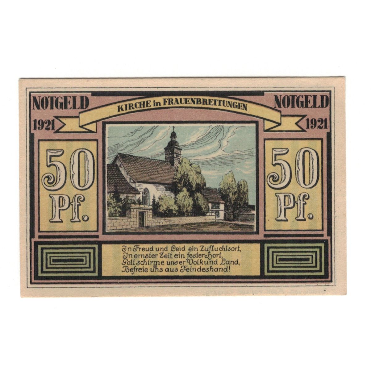 Banknot, Niemcy, Alten-und Frauenbreitungen Gemeinde, 50 Pfennig, Maison, 1921