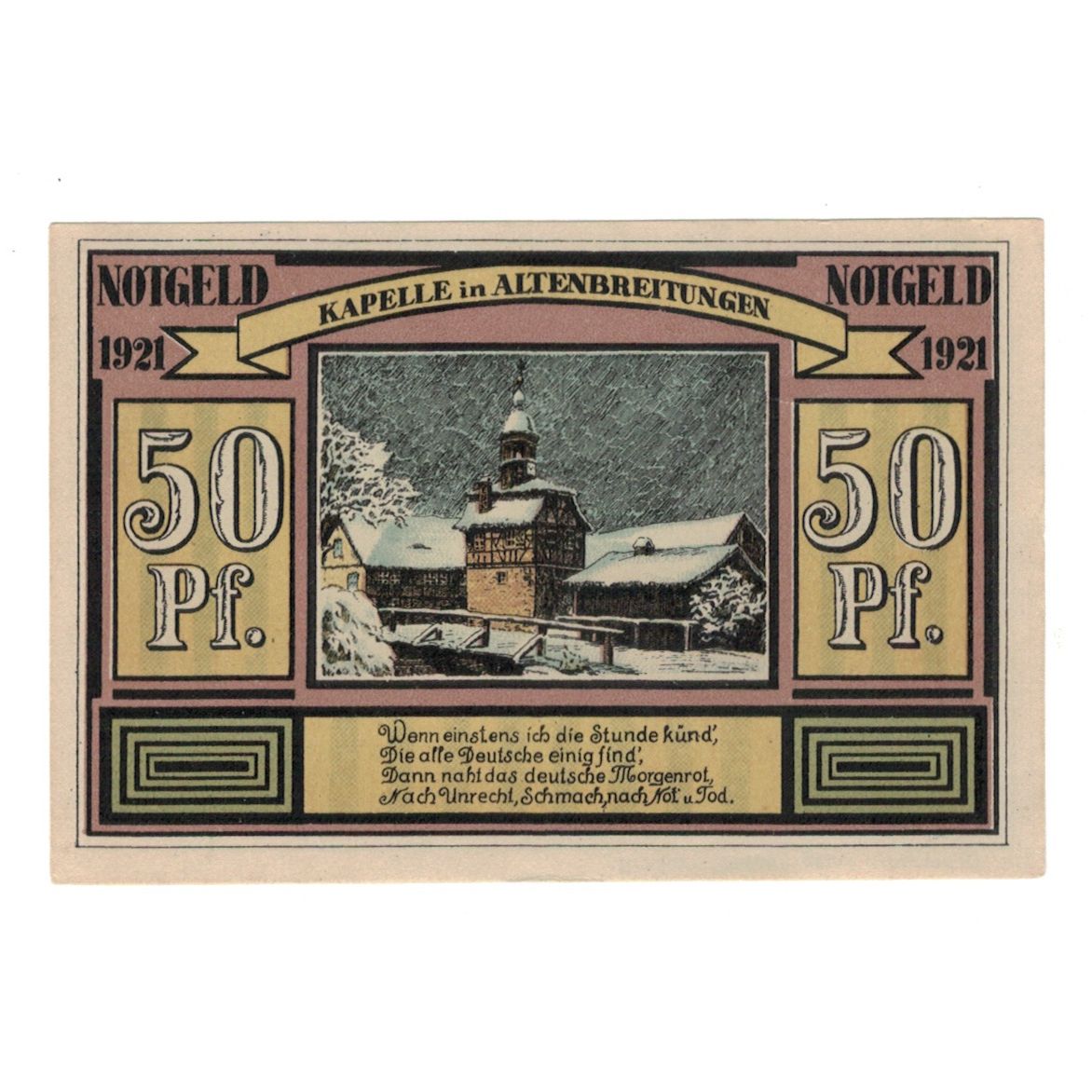 Banknot, Niemcy, Alten-und Frauenbreitungen Gemeinde, 50 Pfennig, village, 1921