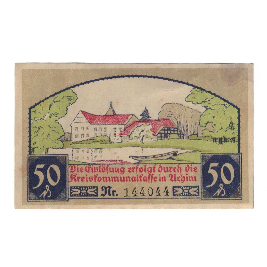 Geldschein, Deutschland, Achim Kreis, 50 Pfennig, village 2, 1921, 1921-01-15