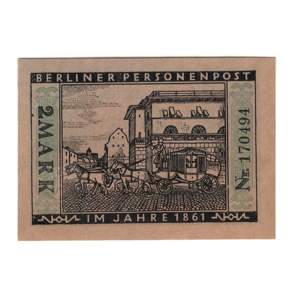 Banknot, Niemcy, Berlin Stadt, 2 Mark, cheval, 1922, 1922-03-01, AU(55-58)