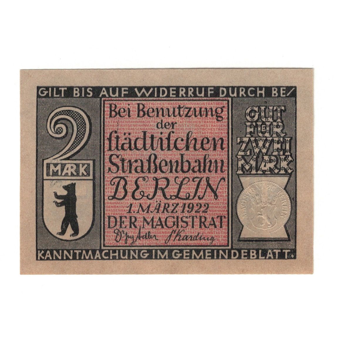 Banknot, Niemcy, Berlin Stadt, 2 Mark, locomotive 2, 1922, 1922-03-01