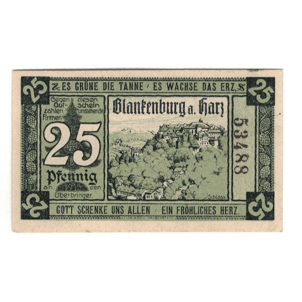 Geldschein, Deutschland, Blankenburg am Harz, Blankenburger Kreisblatt zusammen