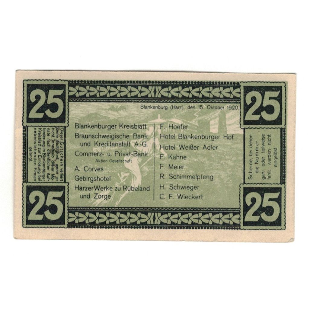 Geldschein, Deutschland, Blankenburg am Harz, Blankenburger Kreisblatt zusammen