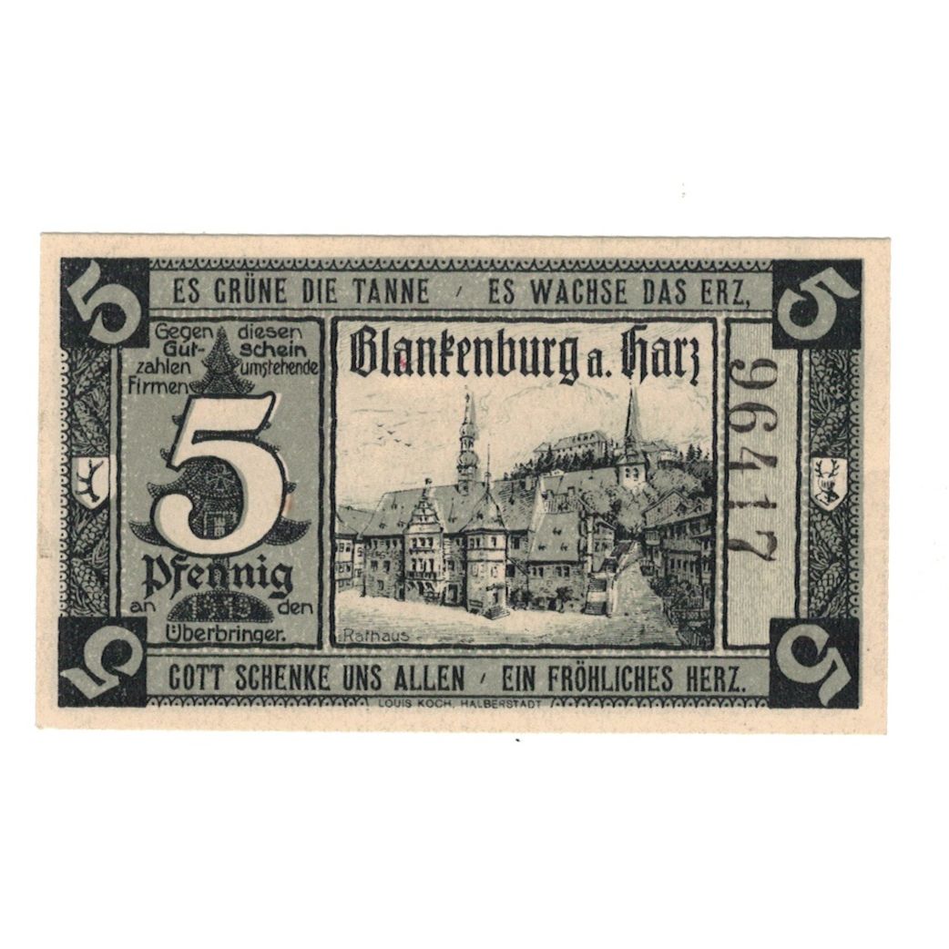Banknote, Germany, Blankenburg am Harz, Blankenburger Kreisblatt zusammen mit 13