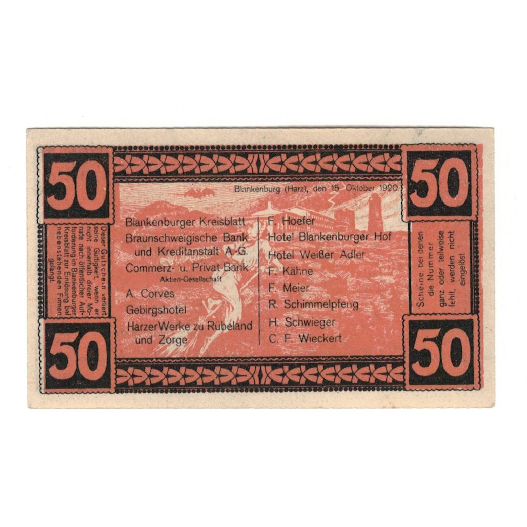 Banknot, Niemcy, Blankenburg am Harz, Blankenburger Kreisblatt zusammen mit 13