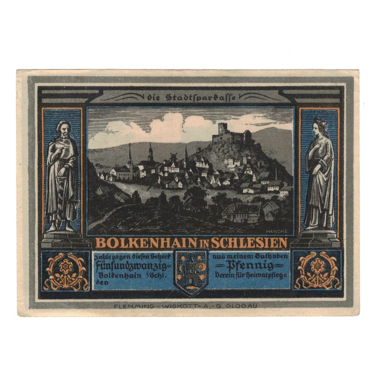Banknot, Niemcy, Bolkenhain Verein für Heimatpflege, 25 Pfennig, village, 1922