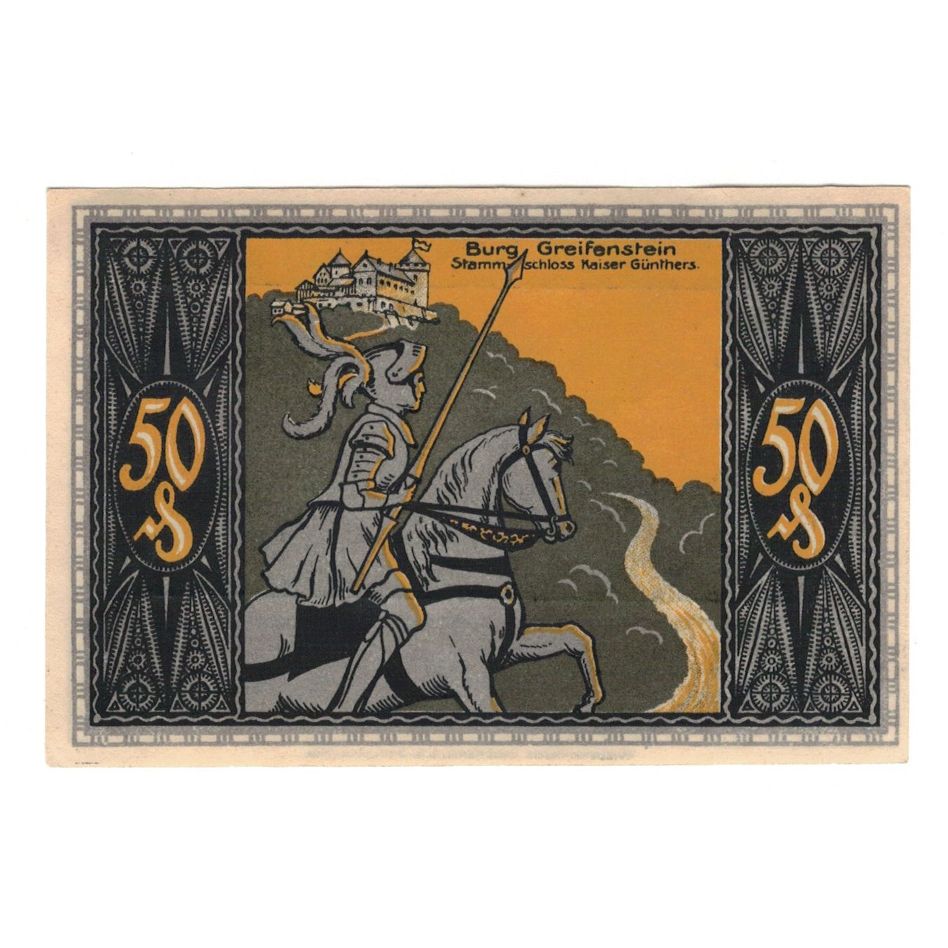 Banknot, Niemcy, Blankenburg, Bad Stadt, 50 Pfennig, chevalier, 1920