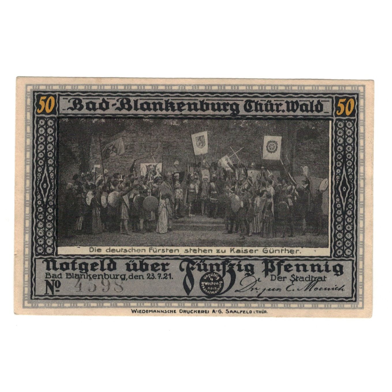 Banknot, Niemcy, Blankenburg, Bad Stadt, 50 Pfennig, chevalier 2, 1920