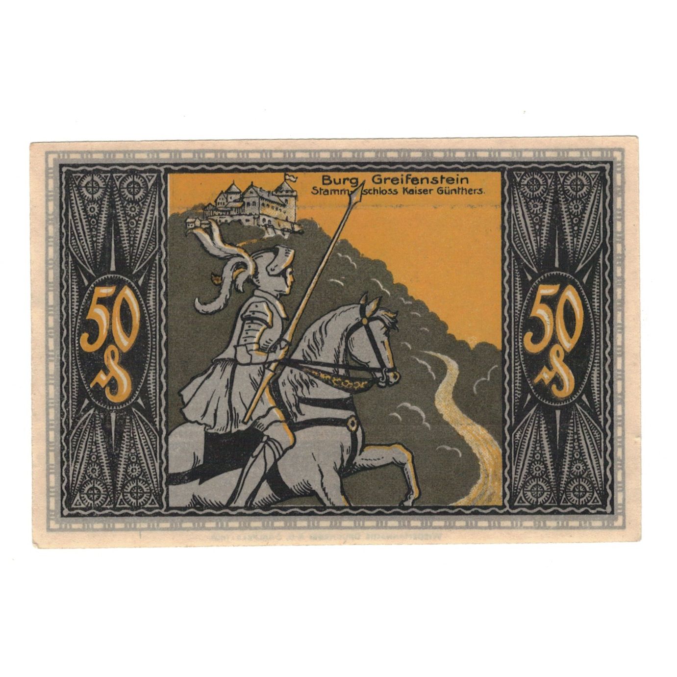 Banknot, Niemcy, Blankenburg, Bad Stadt, 50 Pfennig, chevalier 2, 1920