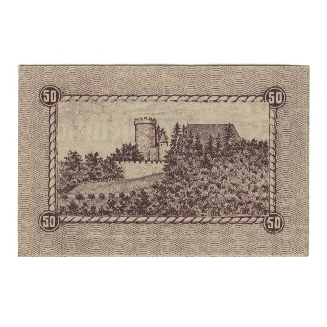 Banknot, Niemcy, Biedenkopf Stadt, 50 Pfennig, chateau 1, 1920, 1920-08-15