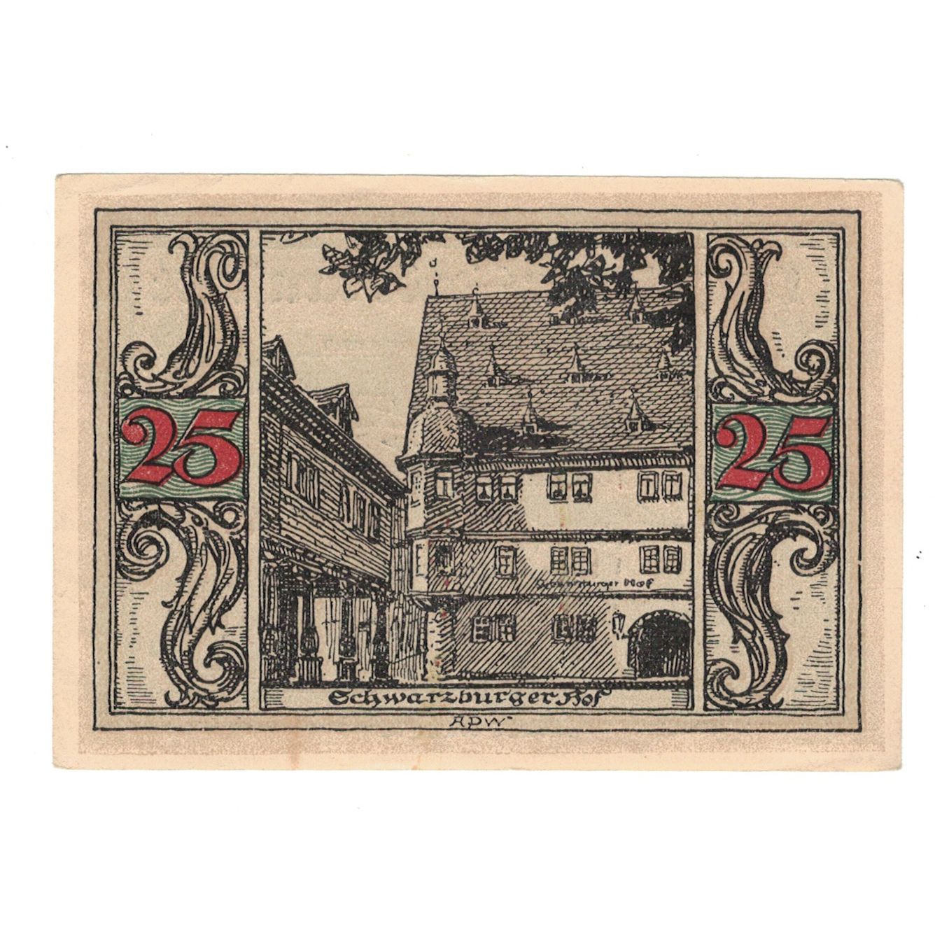 Banknot, Niemcy, Arnstadt Stadt, 25 Pfennig, Maison, 1921, AU(55-58), Mehl:43.2