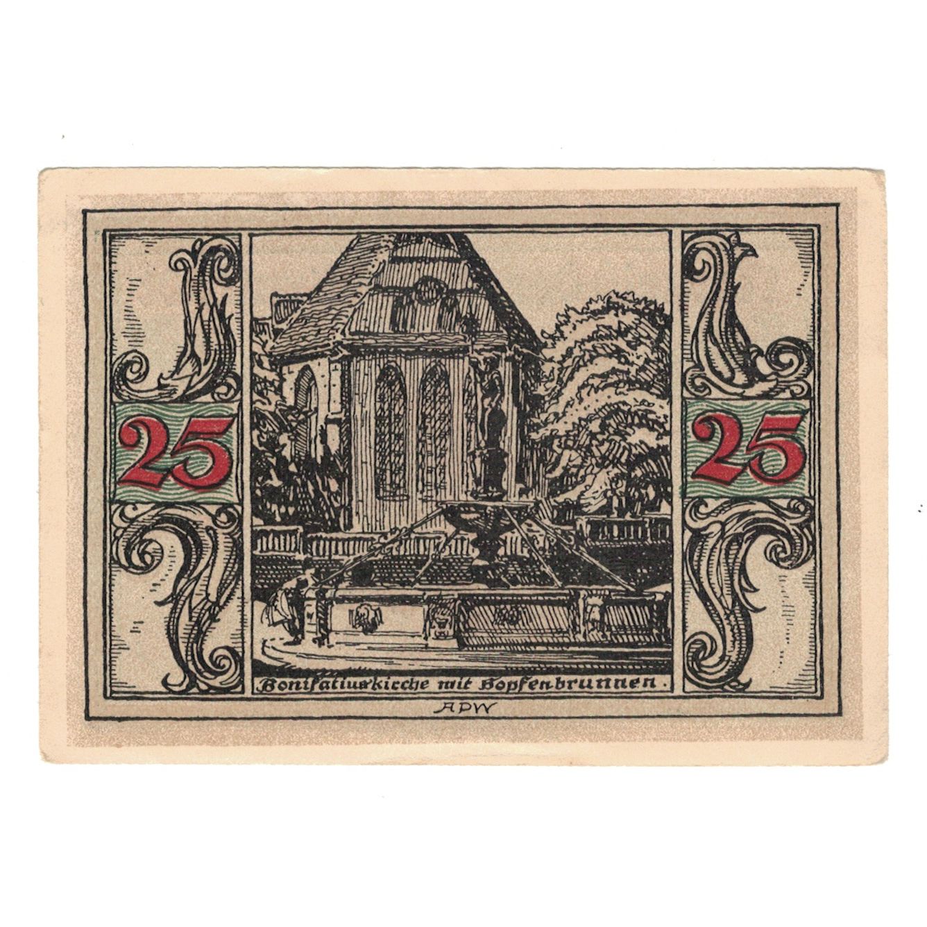 Banknote, Germany, Arnstadt Stadt, 25 Pfennig, fontaine, 1921, AU(55-58)