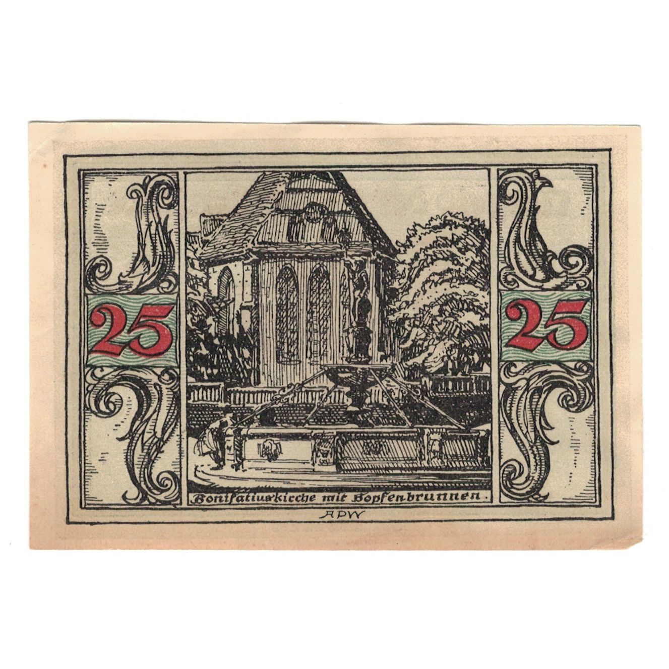 Banknot, Niemcy, Arnstadt Stadt, 25 Pfennig, Fontaine 1, 1921, AU(55-58)